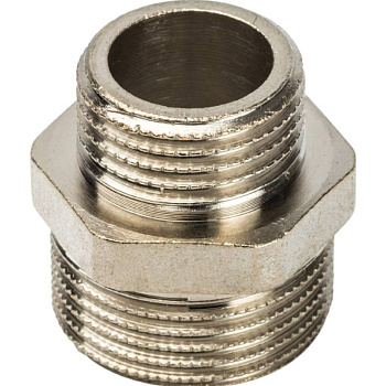 Ниппель переходной Ду 20*15 (3/4"х1/2") наружная резьба никель STOUT